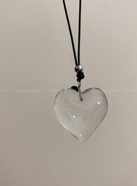 透明爱心项链~韩国立体ins风高级感小众设计抽拉式卫衣毛衣链配饰