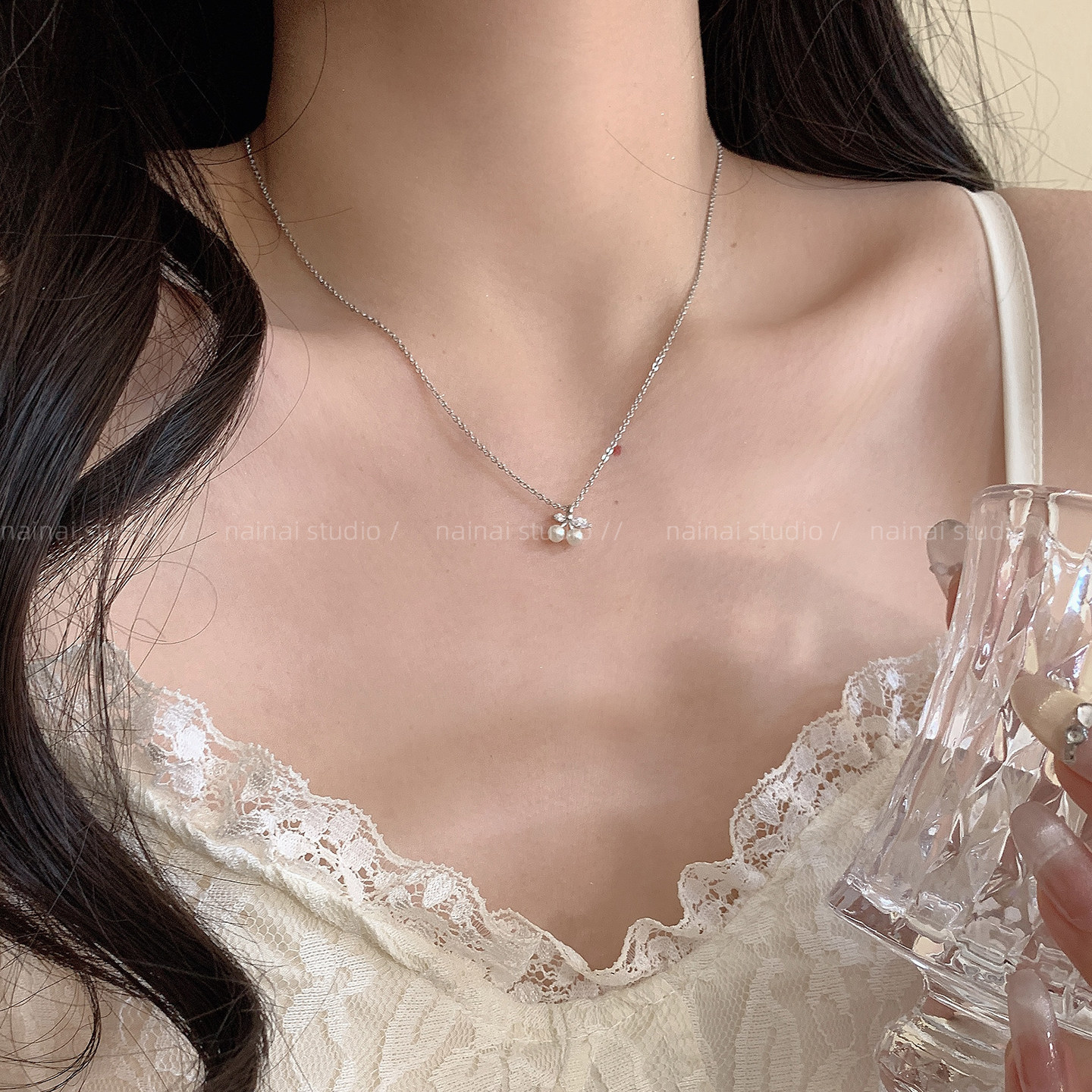 樱桃珍珠项链~小巧日常锁骨链2025新款小众设计气质高级感颈链女