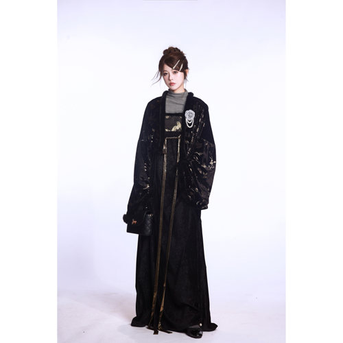 宴山亭汉服 黑丝绒小姐 唐制法门寺松紧背带破裙日常汉服上新9折