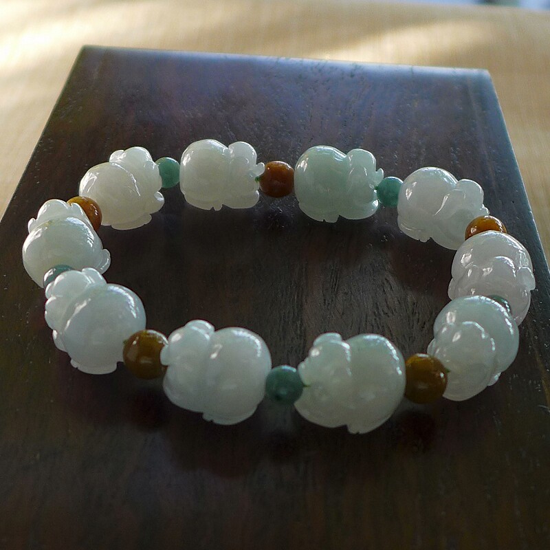工厂精品036# A货冰种冰清玉洁果冻起胶招财小猪翡翠手链