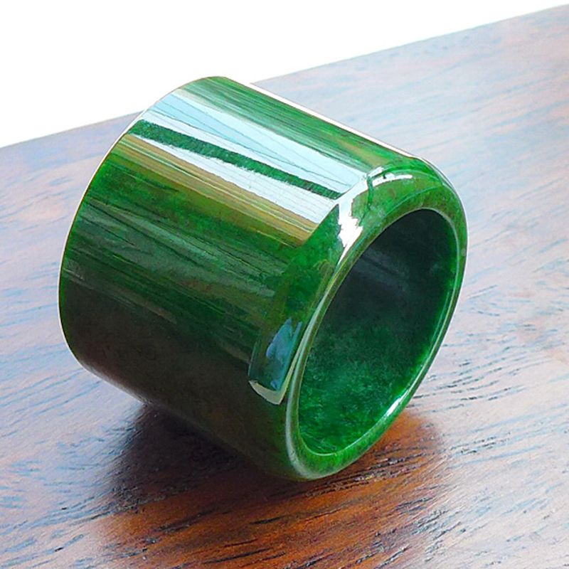 满绿扳指阳绿辣绿宽边翡翠指环