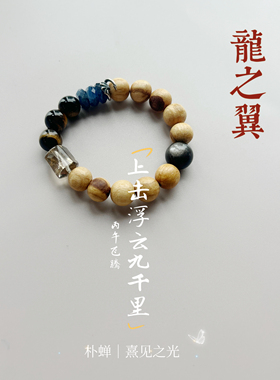 龙之翼｜丙午好吉利 秘鲁圣木银曜石蓝晶多宝手串 朴蝉