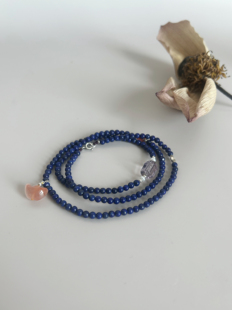 未央｜天然青金石配南红元宝三圈手链项链 朴蝉