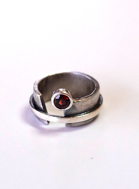 纯手工复古朴蝉情侣银几何戒指