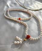 朴蝉 精选108颗强光天然淡水珍珠南红佛珠 宝珠璎珞