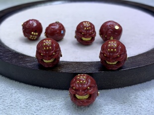 紫金鼠雕刻镶嵌单籽配饰大金牙恶僧精工黄铜手工镶嵌