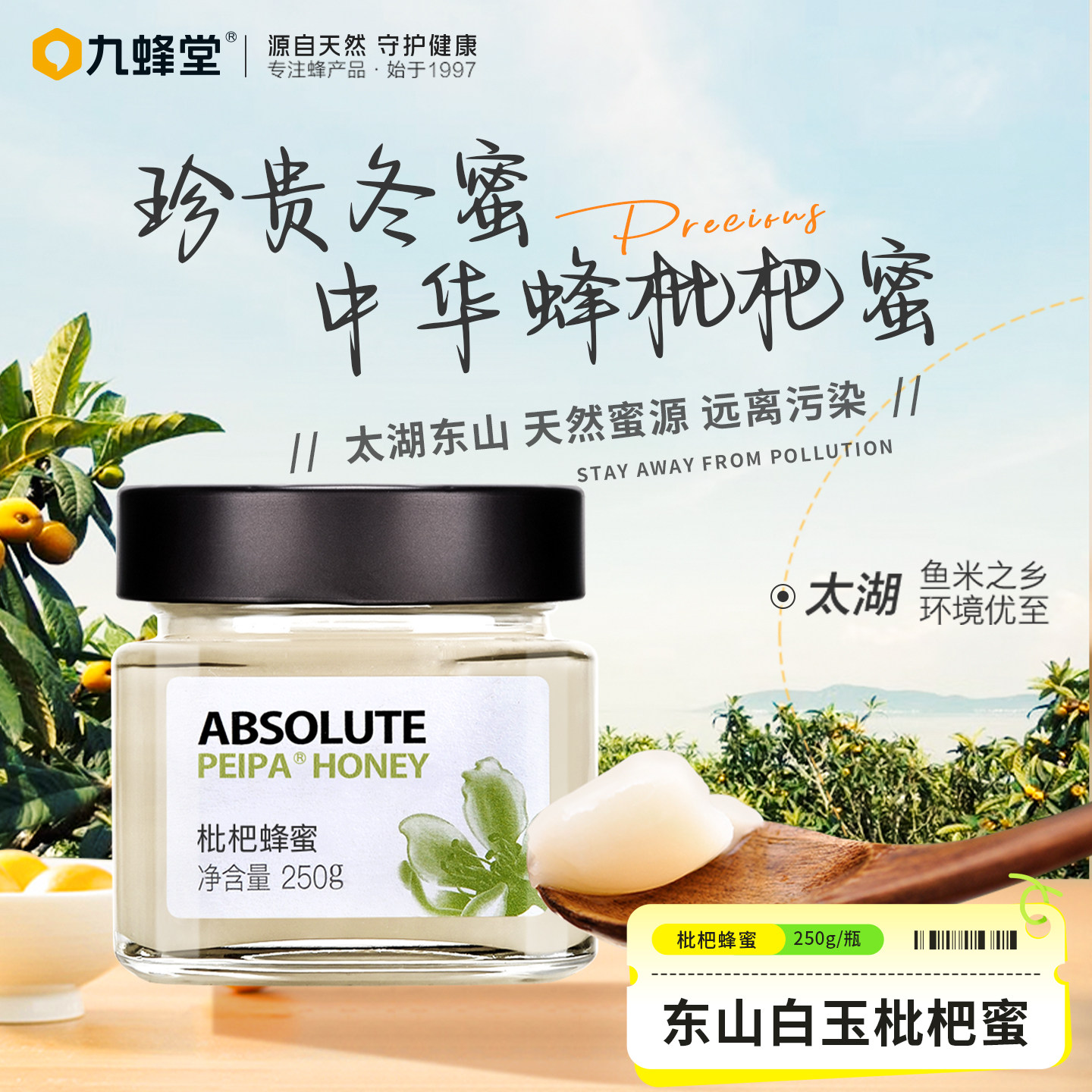 九蜂堂枇杷蜂蜜纯正天然农家自产小包装土蜂蜜儿童冬蜜蜂巢蜂蜜栓
