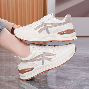 百搭皮面防水软底防滑老爹鞋 2025年韩版 女春夏新款 真皮休闲鞋 断码