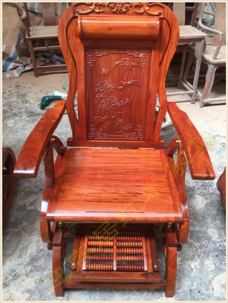 红木摇椅躺椅缅花逍遥椅缅甸花梨木家具大果紫檀花梨休闲椅