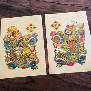 2026年年画春联门神秦琼尉迟恭传统春联仿古色洒金宣纸大号彩色版