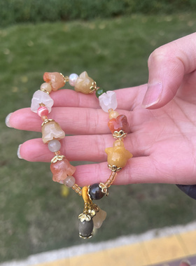 杭州香积天然金丝玉铃兰花串珠手链女民族风手串小众