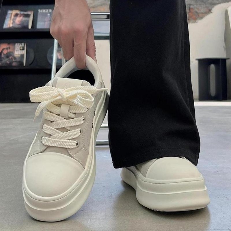 朱正延极简大头奶香底板鞋高街厚底6cm德比鞋潮男生通勤休闲皮鞋