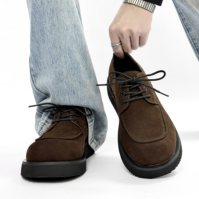 cleanfit小众设计感大头鞋美式复古皮鞋男英伦风厚底增高德比鞋潮