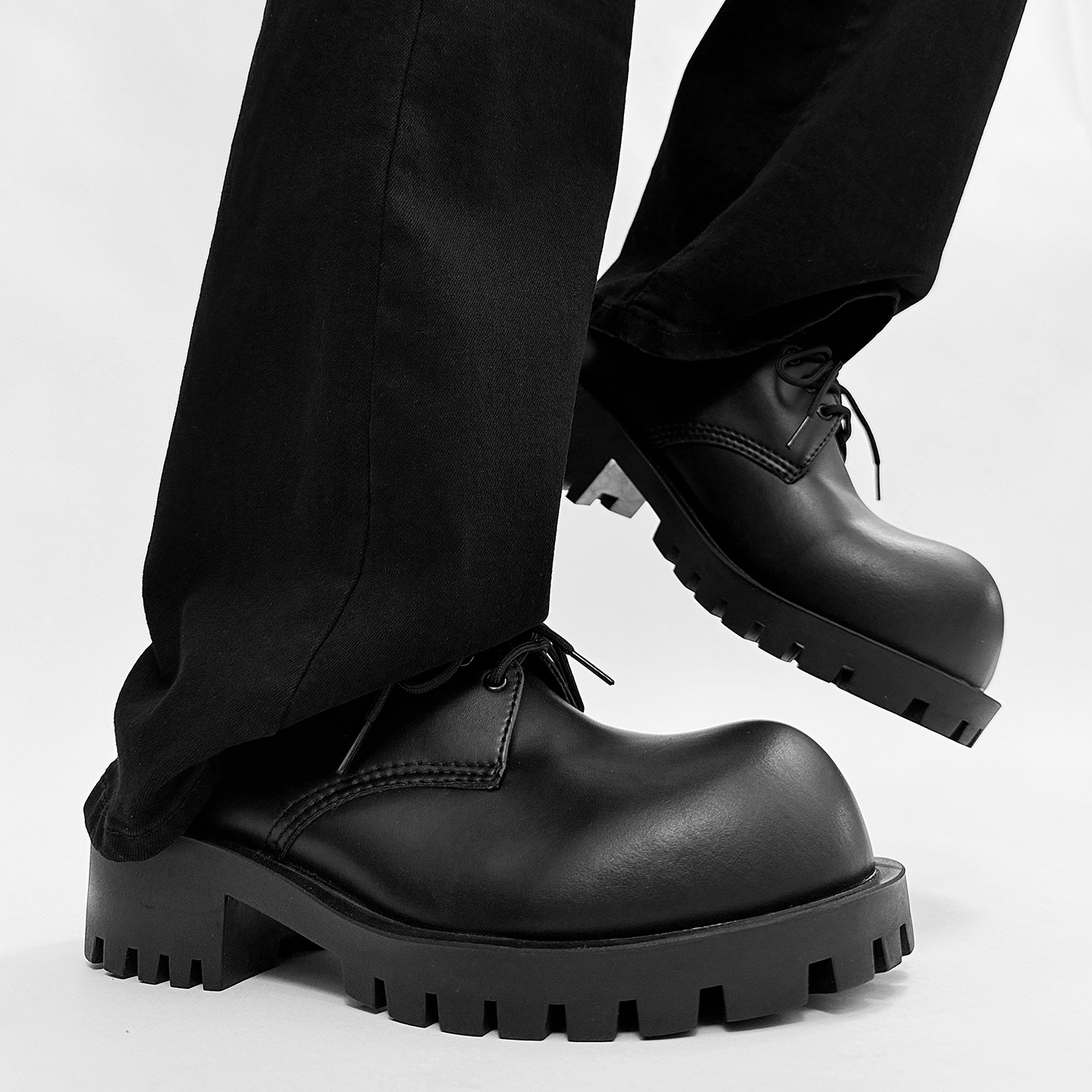 巴家德比鞋男增高大头皮鞋