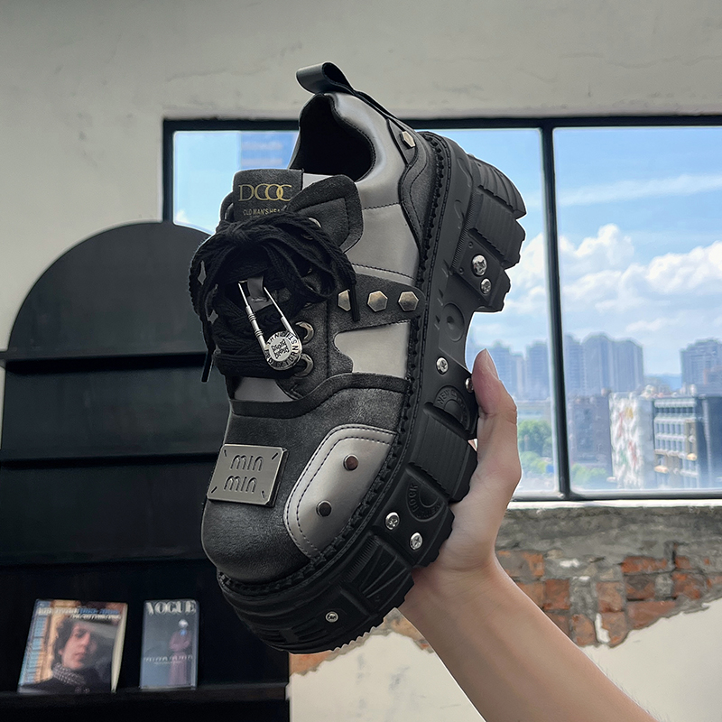 巴黎铆钉德比鞋男厚底7cm