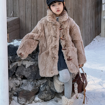 若堇海宁真獭兔毛加厚女童外套