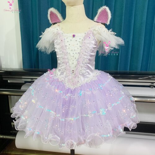 丹艺芭蕾舞服紫色玩具猫蓬蓬长纱裙表演服比赛服演出服专业定制