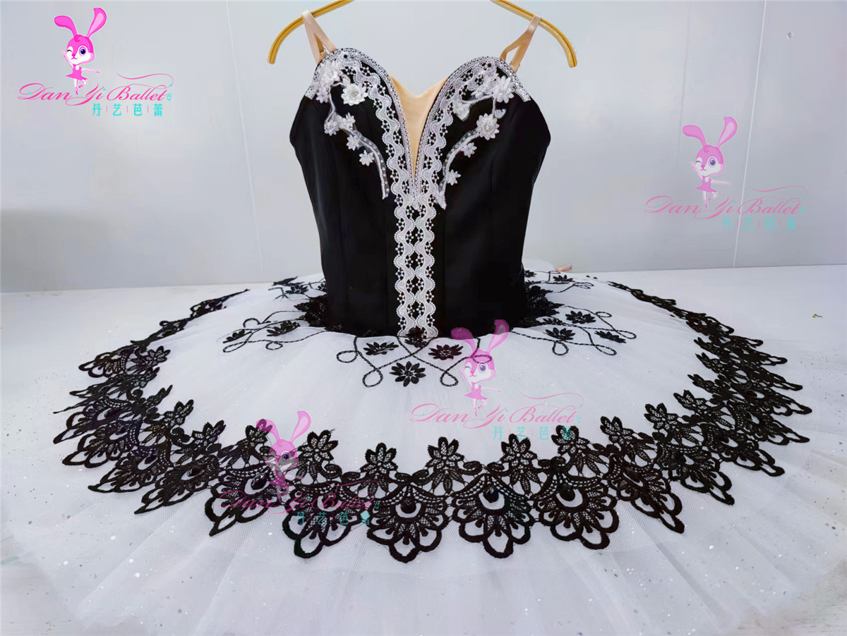 丹艺成人女黑白色芭蕾舞蹈演出服盘裙tutu裙比赛服表演服专业定制