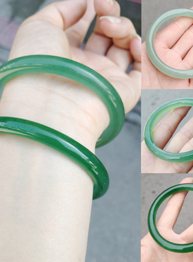 正品天然东陵玉手镯翡翠绿少女