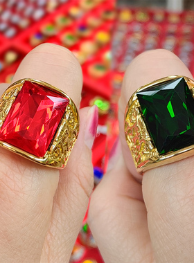 多切面锆石男士老板戒指简约