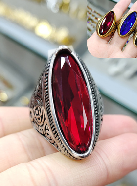 男女情侣款锆石戒指大戒面夸张