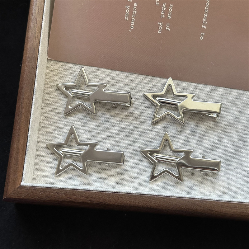 银色五角星发饰金属发夹甜酷