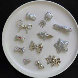 helloKitty发夹套装银色Y2K可爱鬼马少女发卡卡通KT猫发饰女头饰