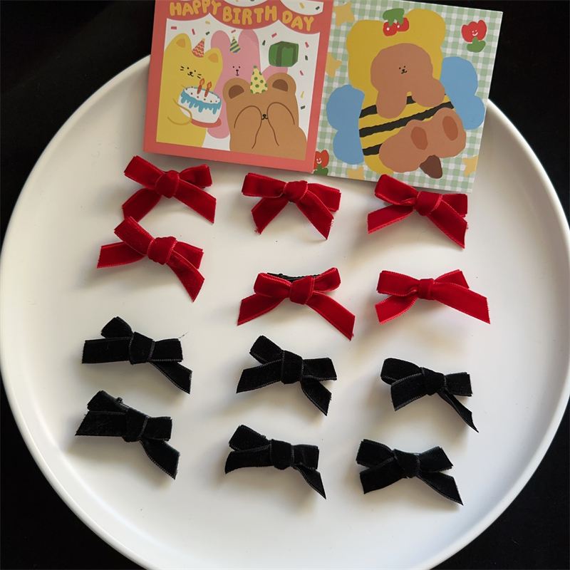 发夹丝绒甜美迷你边夹蝴蝶结