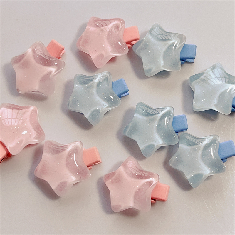 可爱细闪果冻短夹星星发夹