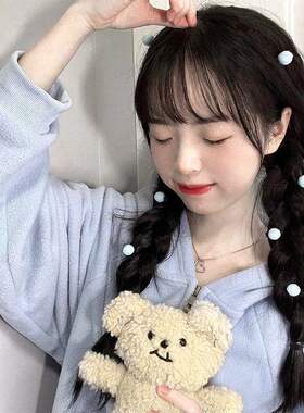 8个装奶萌白色小毛球发夹刘海夹甜美侧边夹青春仙气发卡发饰小号