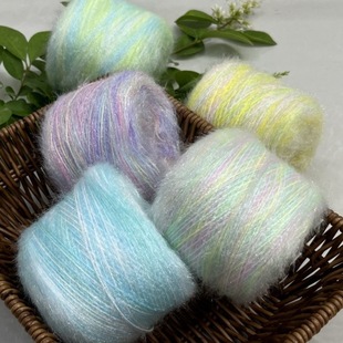 闪光猫毛长毛纱光泽闪光纱钩针棒针玩偶花饰毛线发光彩色手工