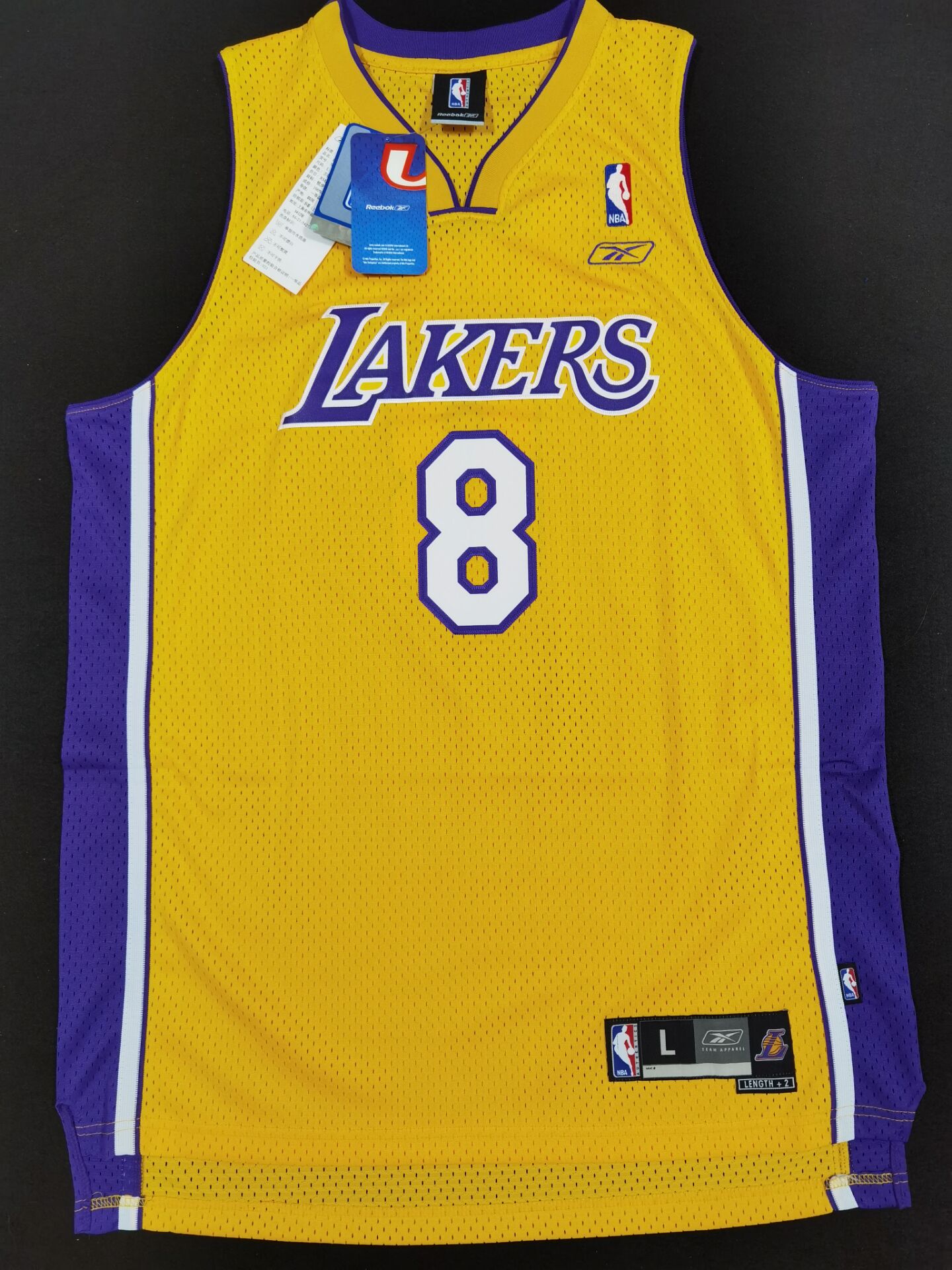 锐步正品KOBE科比8号湖人主场巅峰元年老网眼SW刺绣球衣篮球服