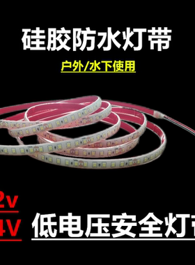 12v滴胶防水灯带 24v硅胶水下使用led灯条 鱼缸灯 220v包胶免变压