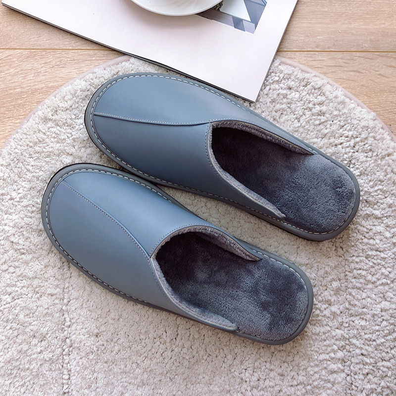 五星级酒店静音软底羊皮居家拖鞋