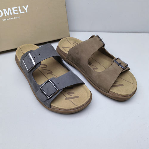 comely/康莉正品撤柜夏季新款牛皮厚底轻便舒适男勃肯休闲拖鞋