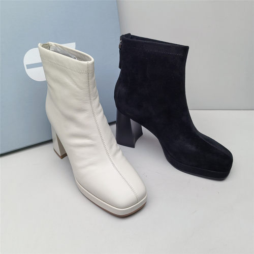 comely/康莉正品撤柜时尚方头粗跟气质女新款牛羊皮套筒短靴