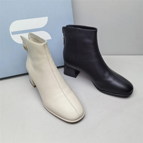 comely/康莉正品撤柜休闲时尚圆头粗跟舒适新款羊皮复古女短靴