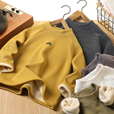 半高领男童加绒卫衣一体绒保暖衣