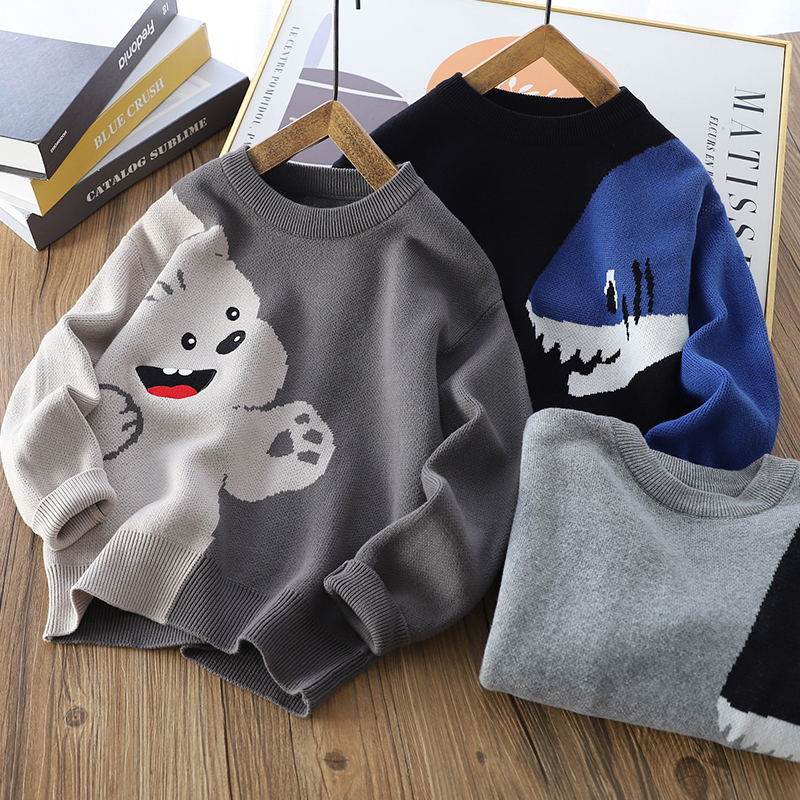 春秋薄款儿童纯棉针织衫毛衣洋气