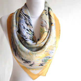 新款双绉真丝绸丝巾纯桑蚕丝90cm大方巾围巾披肩春秋领巾女披巾睿