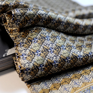 绸缎提花真丝长围巾男双面英伦春秋冬季商务桑蚕丝丝巾领巾姜黄色