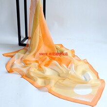 真丝披肩桑蚕丝90大方巾丝巾围巾女纱巾领巾春秋夏季头巾波点橙色