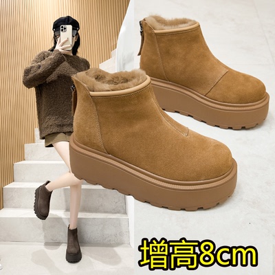 冬季雪地靴女内增高保暖棉靴加厚