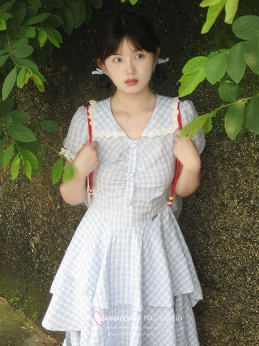 Синяя цветная кукла, летнее платье, ретро юбка, дизайнерская мини-юбка, подходит для подростков, тренд сезона