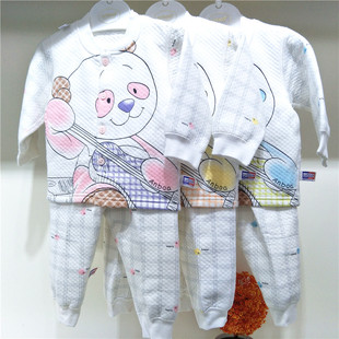 亏本清仓安宝儿秋冬保暖内衣套装纯棉无骨分体夹丝套三层保暖加棉