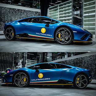 小牛车门数字母三色车贴大牛 兰博基尼huracan车身侧裙贴纸拉花