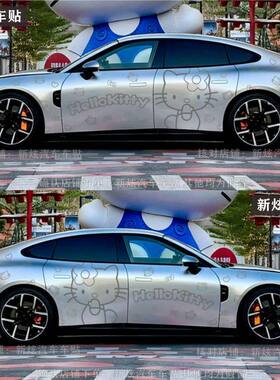 适用特斯拉3 Y小米SU7 YU7小鹏P7 G6车贴可爱Hello kitty凯蒂猫贴