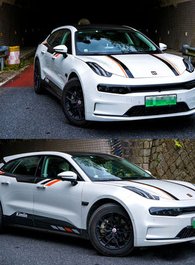 适用于极氪001车贴拉花机盖车身贴纸熊猫个性改装拉花001侧裙贴