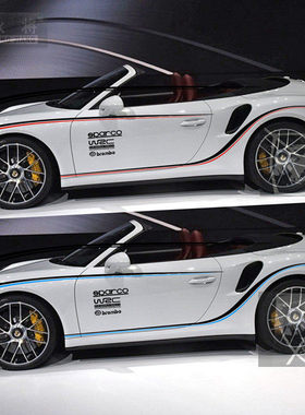 保时捷911车贴拉花 boxster cayman 992 718汽车贴纸改装侧裙拉花