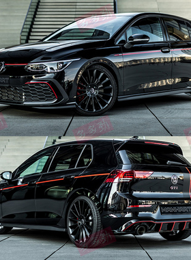 高尔夫8 GTi车贴拉花彩条GOLF8高尔夫67车身装饰改装汽车贴纸贴膜